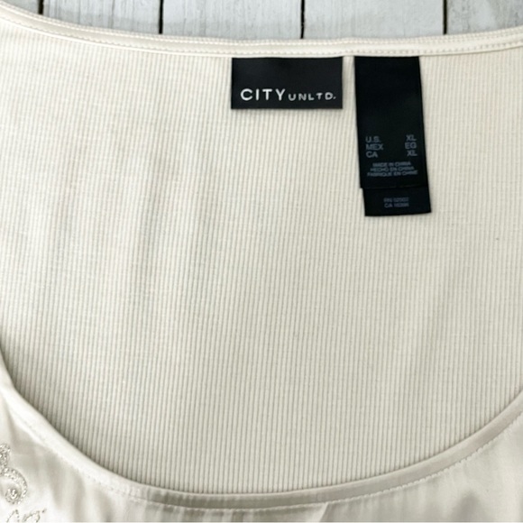 CITY UNLTD. Winter Wonderland Silk Blend Crystal and Sequins Embellished Tank - Picture 6 of 9
